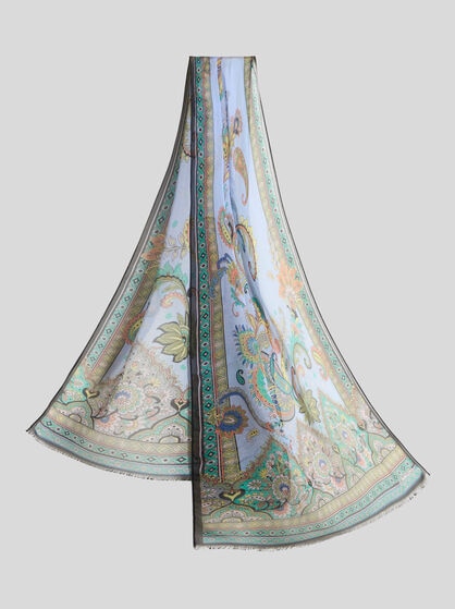 SILK SCARF WITH PLACED PRINT