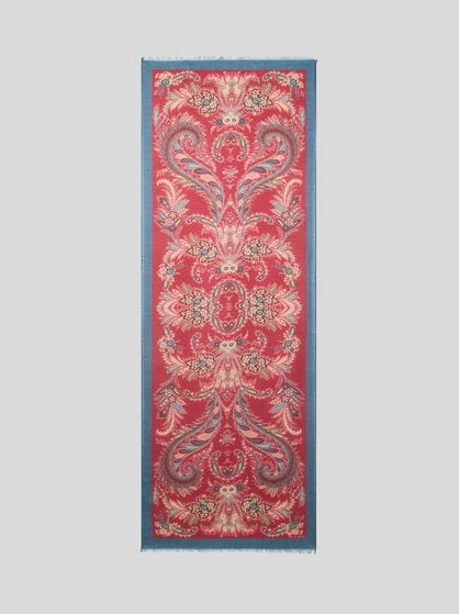 WOOL, CASHMERE AND SILK SCARF WITH PRINT