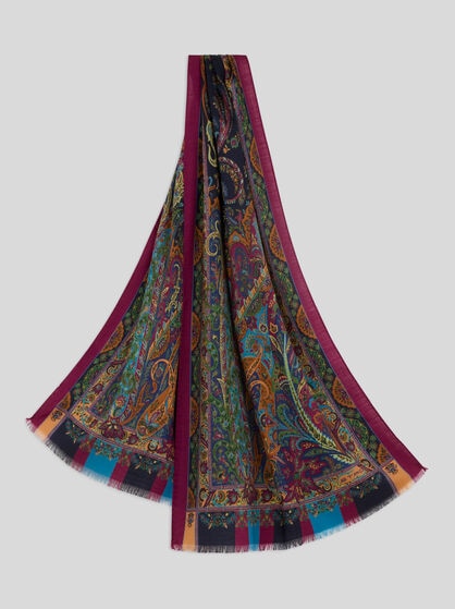 WOOL AND SILK JACQUARD SCARF