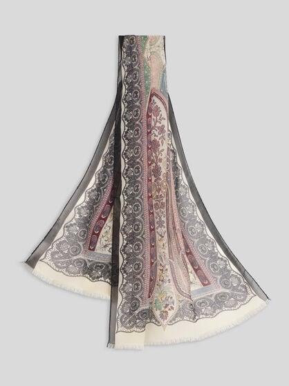 SILK SCARF WITH PLACED PRINT