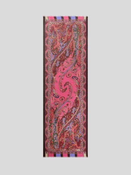 SILK SCARF WITH FLORAL LEAFY MOTIF