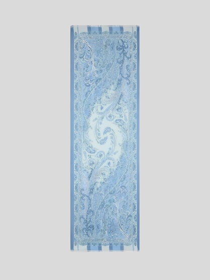 SILK SCARF WITH FLORAL LEAFY MOTIF