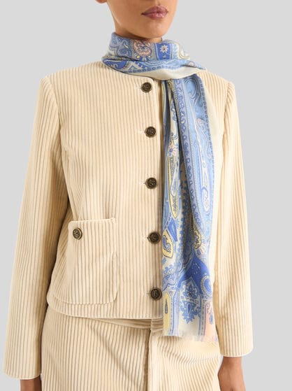 PRINTED SILK AND CASHMERE SCARF