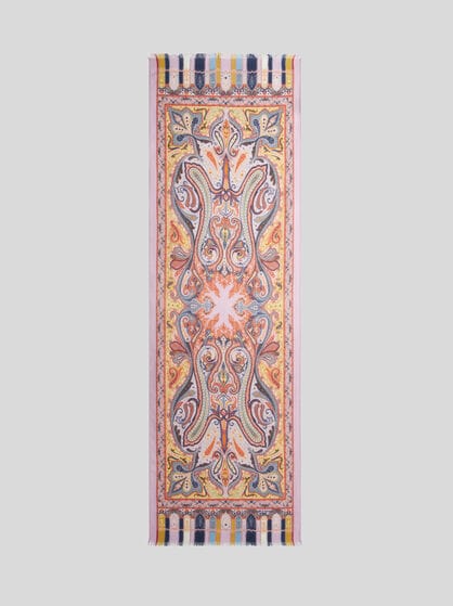 MULTICOLOURED PAISLEY CASHMERE AND SILK SCARF