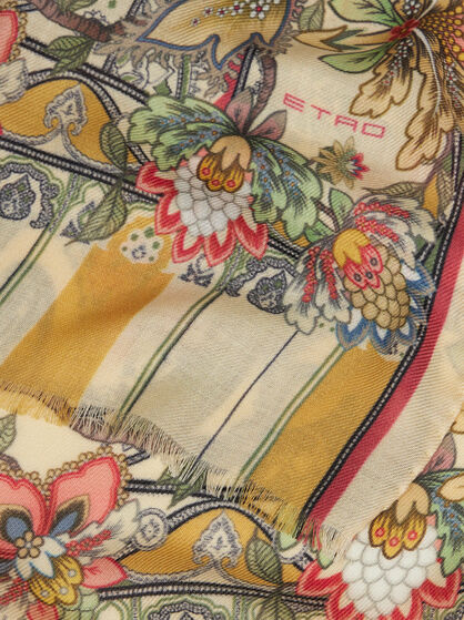 PRINTED WOOL AND SILK SCARF