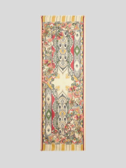 PRINTED WOOL AND SILK SCARF