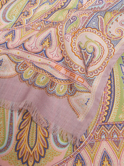 WOOL AND SILK SCARF WITH FOLIAGE MOTIF