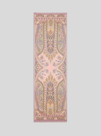 WOOL AND SILK SCARF WITH FOLIAGE MOTIF