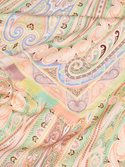 WOOL AND SILK SCARF WITH CENTRED PRINT