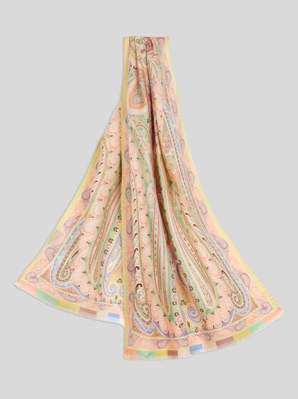 WOOL AND SILK SCARF WITH CENTRED PRINT