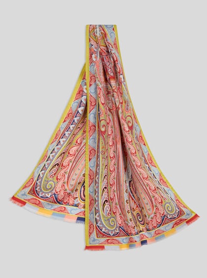 WOOL AND SILK SCARF WITH CENTRED PRINT