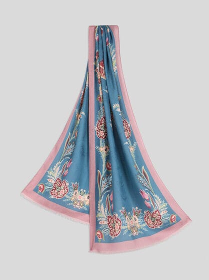 CASHMERE-BLEND SCARF WITH PLACED PRINT