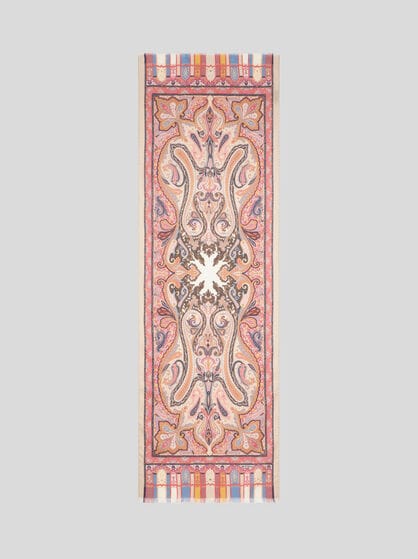 CASHMERE, SILK AND WOOL SCARF WITH PAISLEY MOTIF