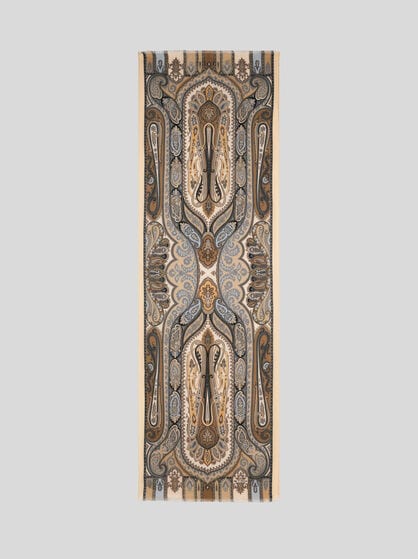 CASHMERE, SILK AND WOOL SCARF WITH PAISLEY MOTIF