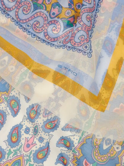 BRUSHED SCARF WITH MEDALLION AND PAISLEY MOTIF