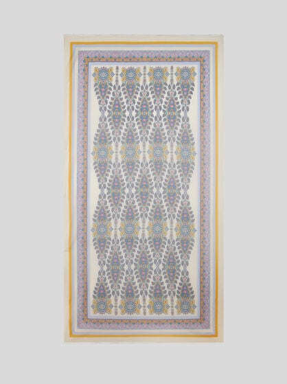 BRUSHED SCARF WITH MEDALLION AND PAISLEY MOTIF
