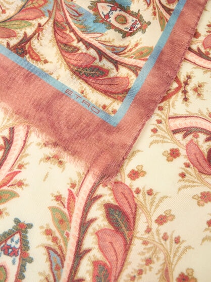 WOOL AND CASHMERE SCARF WITH PLACED PRINT