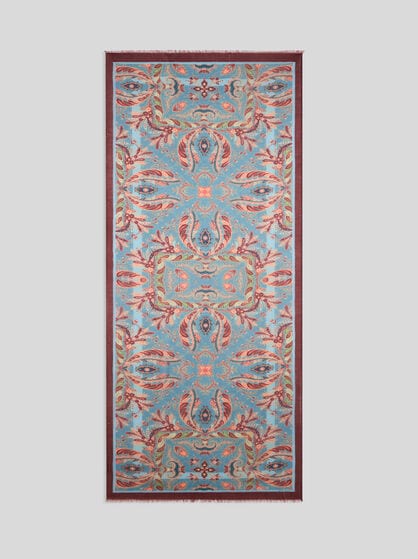 WOOL AND CASHMERE SCARF WITH PLACED PRINT