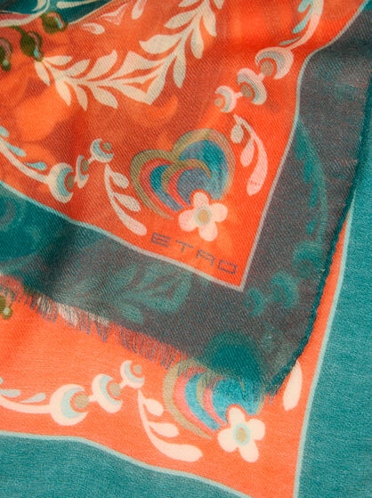 CASHMERE-BLEND SCARF WITH DAFFODIL MOTIF