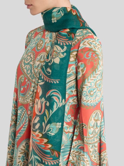 CASHMERE-BLEND SCARF WITH DAFFODIL MOTIF