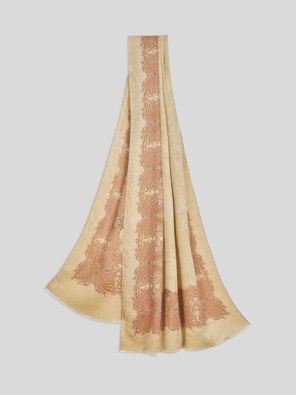 SCARF WITH FOLIAGE-PATTERNED EDGES
