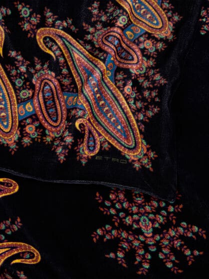 SILK-BLEND SCARF WITH PLACED PRINT