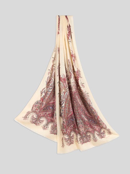 CASHMERE-BLEND SCARF WITH PLACED PRINT