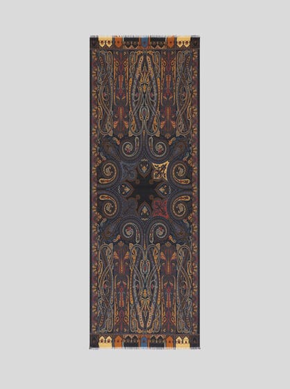 PRINTED WOOL AND SILK SCARF