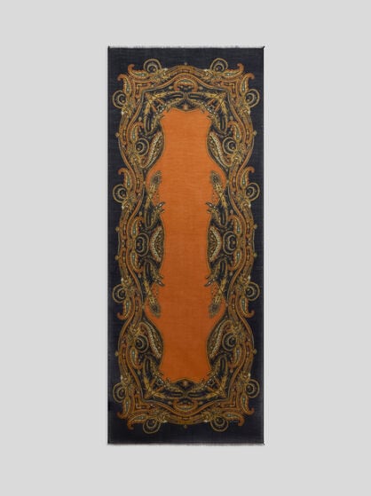 WOOL, CASHMERE AND SILK SCARF WITH PAISLEY MOTIF