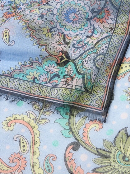 SILK-BLEND SCARF WITH LEAFY MOTIF