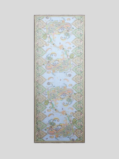 SILK-BLEND SCARF WITH LEAFY MOTIF