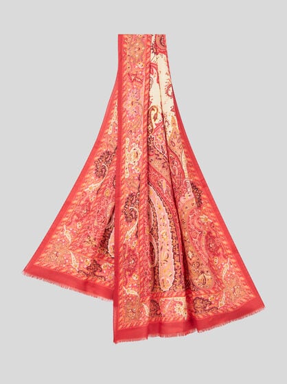 WOOL AND SILK SCARF WITH PAISLEY PRINT