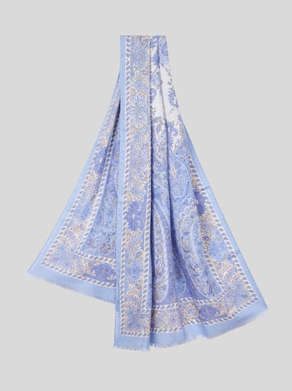 WOOL AND SILK SCARF WITH PAISLEY PRINT