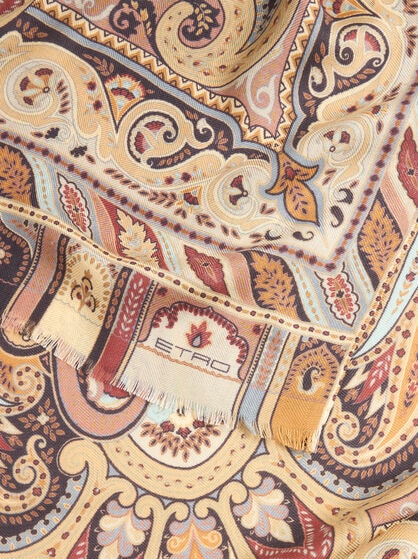 CASHMERE AND SILK SCARF WITH PLACED PRINT