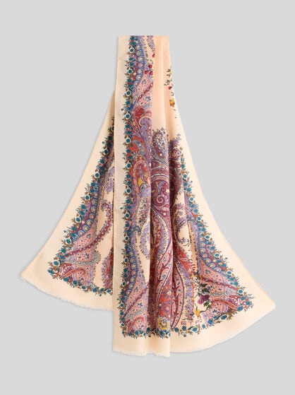 WOOL AND SILK SCARF WITH PRINT