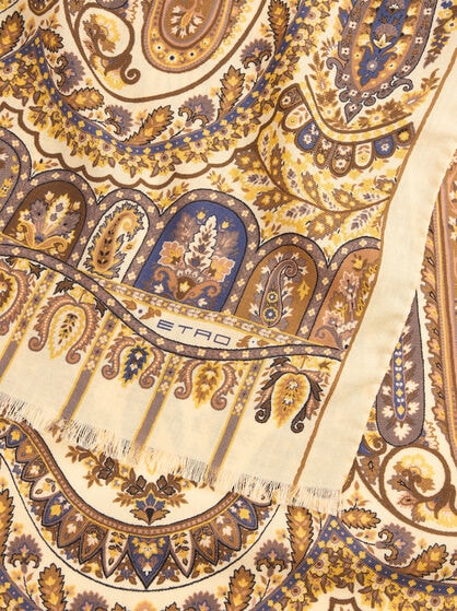 WOOL AND SILK SCARF WITH PLACED PRINT