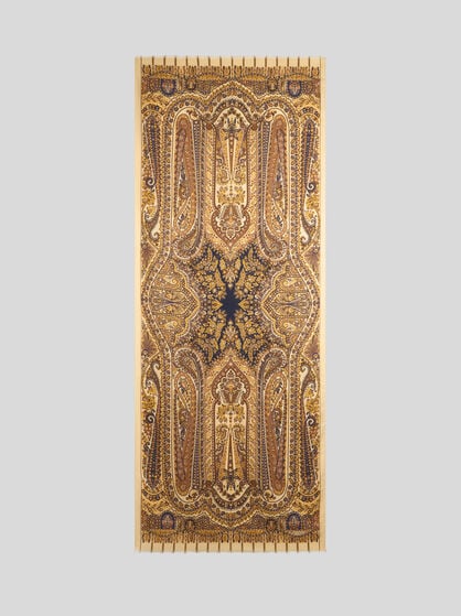 WOOL AND SILK SCARF WITH PLACED PRINT