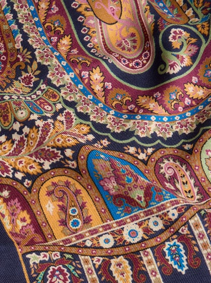 WOOL AND SILK SCARF WITH PLACED PRINT