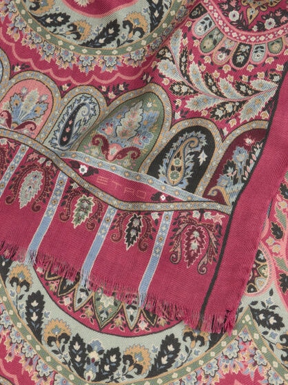 CASHMERE AND SILK SCARF WITH PLACED PRINT