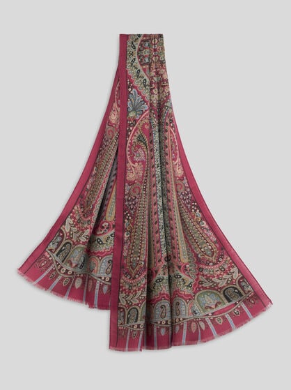 CASHMERE AND SILK SCARF WITH PLACED PRINT