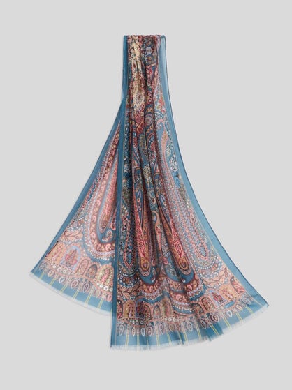 SILK SCARF WITH PLACED PRINT