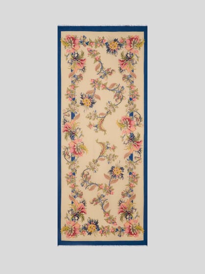 MODAL AND CASHMERE JACQUARD SCARF WITH FLORAL MOTIF