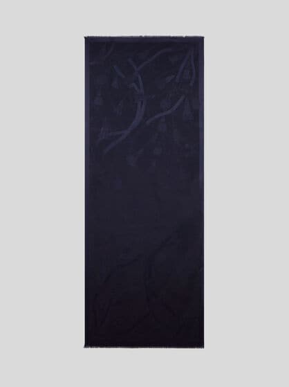 SILK AND WOOL JACQUARD SCARF WITH TONE-ON-TONE CHARM MOTIF