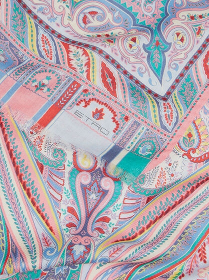 PRINTED WOOL AND SILK SCARF