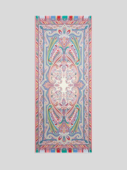 PRINTED WOOL AND SILK SCARF