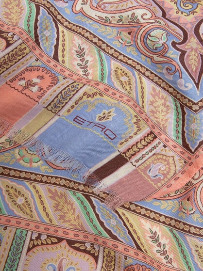 PRINTED WOOL AND SILK SCARF