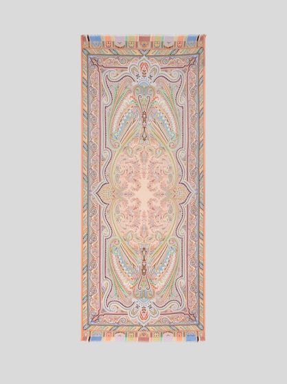 PRINTED WOOL AND SILK SCARF