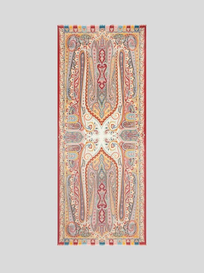 WOOL AND SILK SCARF WITH MULTICOLOURED PRINT