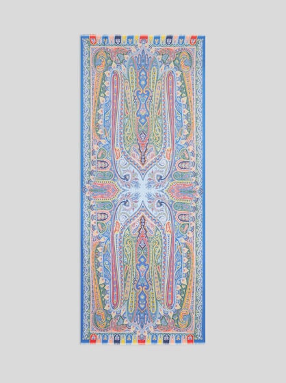 WOOL AND SILK SCARF WITH MULTICOLOURED PRINT