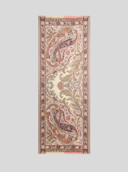 CASHMERE, SILK AND WOOL SCARF WITH PAISLEY MOTIF